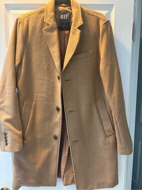 GAP Men's Camel Wool-Blend Pea Coat